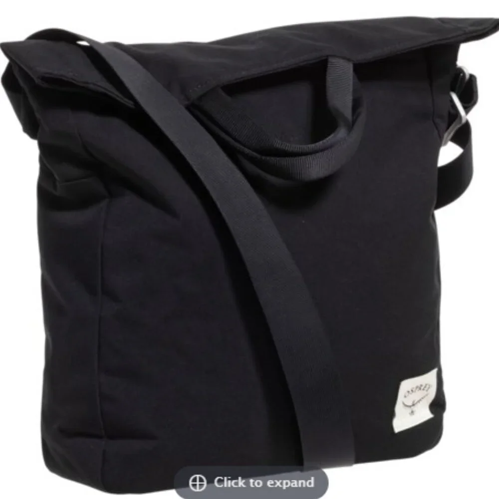 Osprey Women's Arcane Crossbody Bag Black NWT Water Bottle Pocket Tote Foldover
